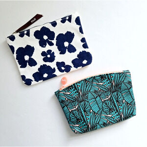 Ipsy Cosmetic Cases Blue Green Travel Makeup Pouches Colorful Tropical Lot Of 2